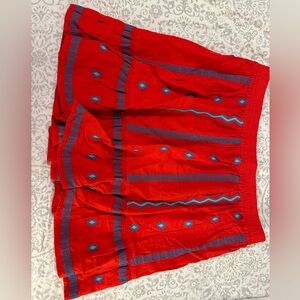 LOFT Red and Blue Patterned Skirt